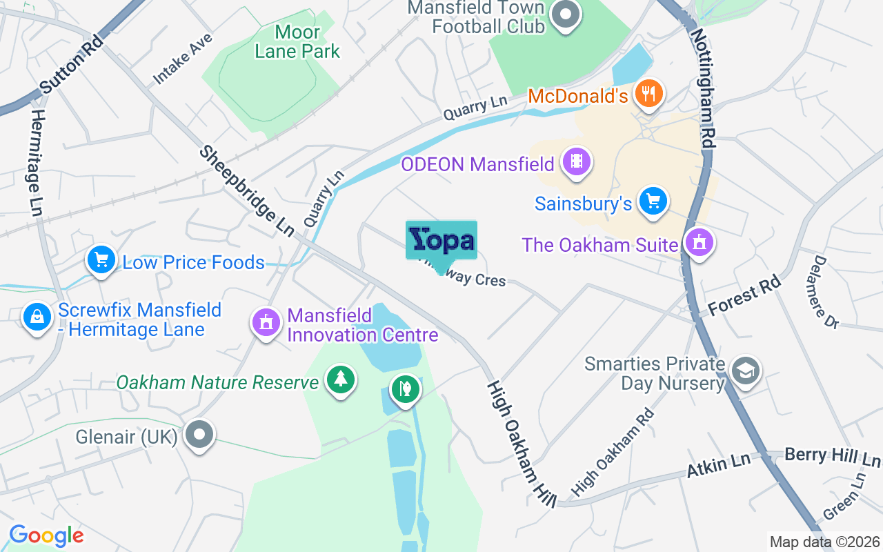 Map showing the location of NG18 5DS