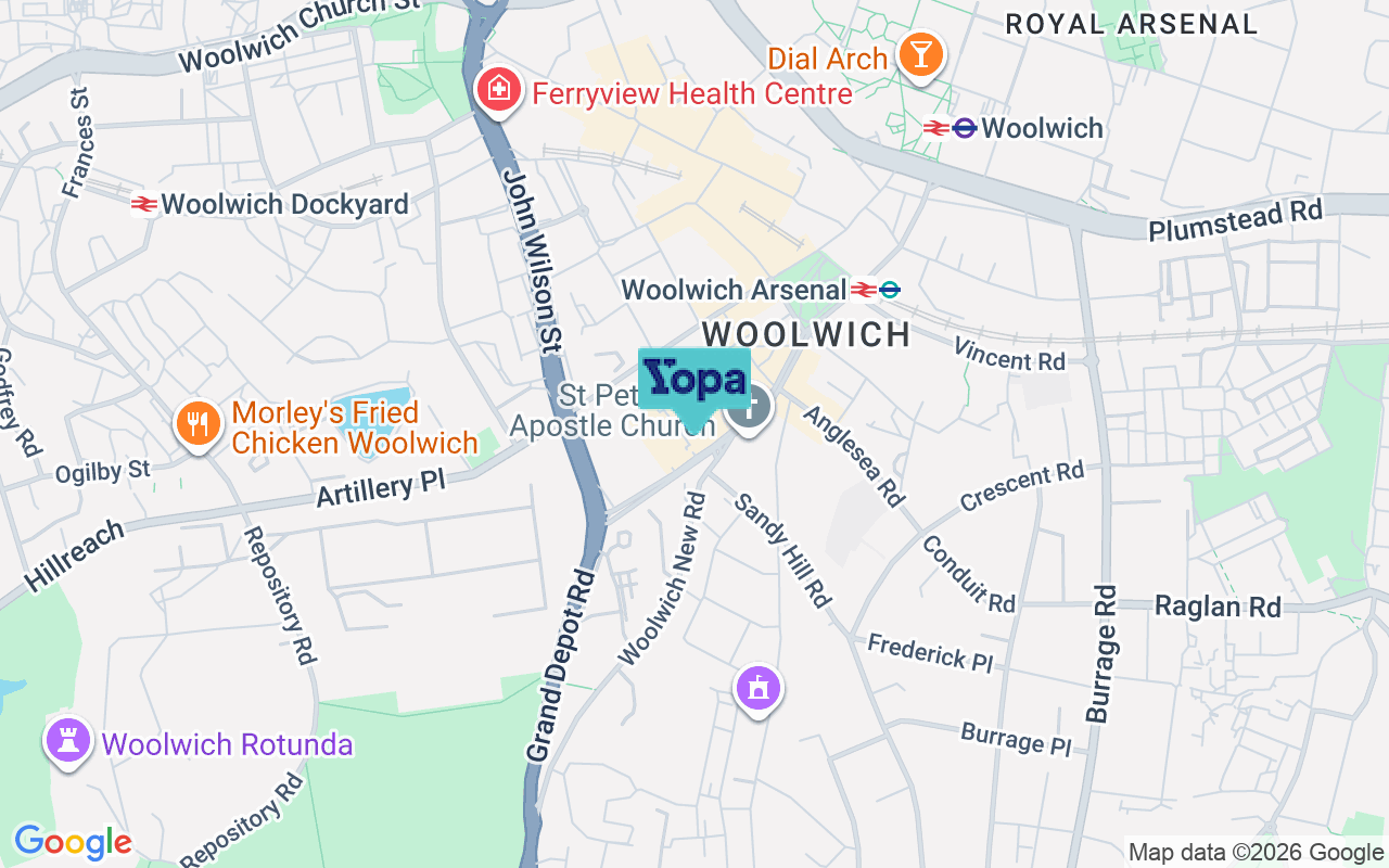 Map showing the location of SE18 6GZ