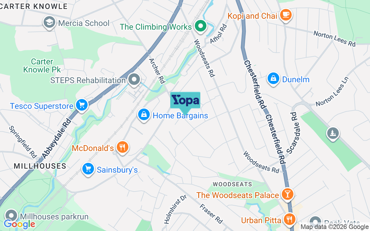 Map showing the location of S8 0NS