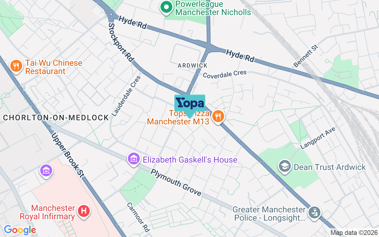 Map showing the location of M13 9JH
