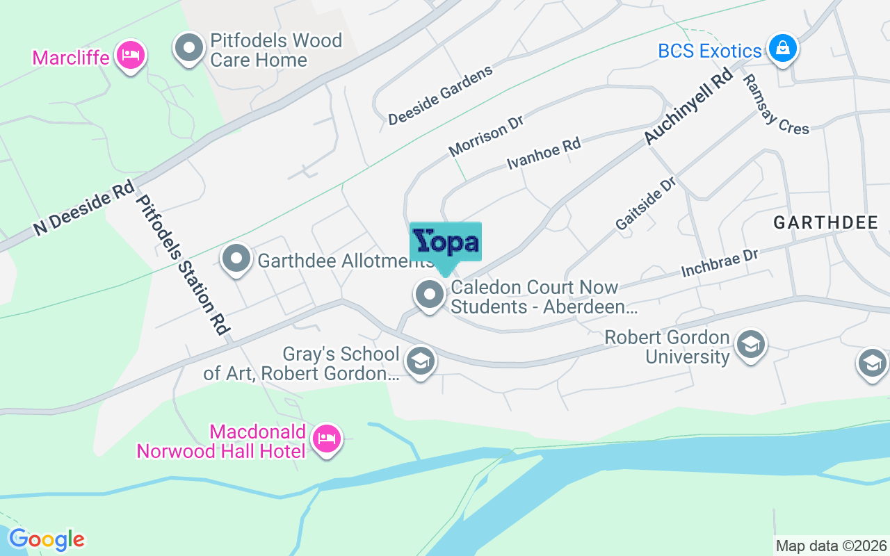 Map showing the location of AB10 7EL