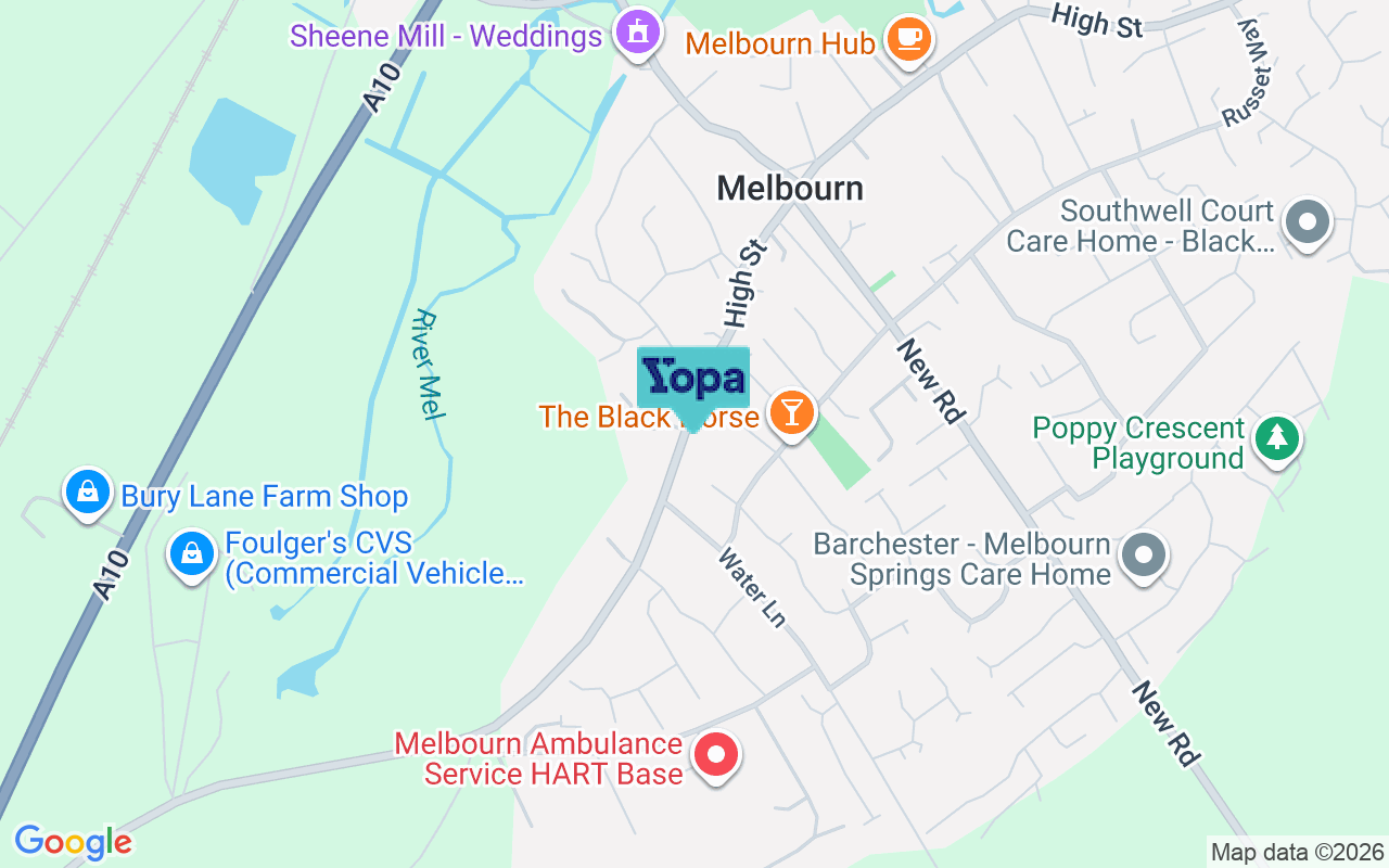 Map showing the location of SG8 6AP