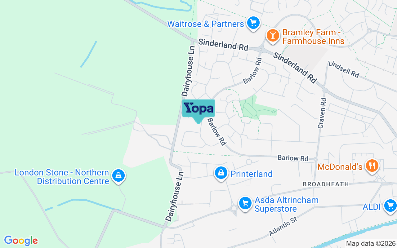 Map showing the location of WA14 5NP