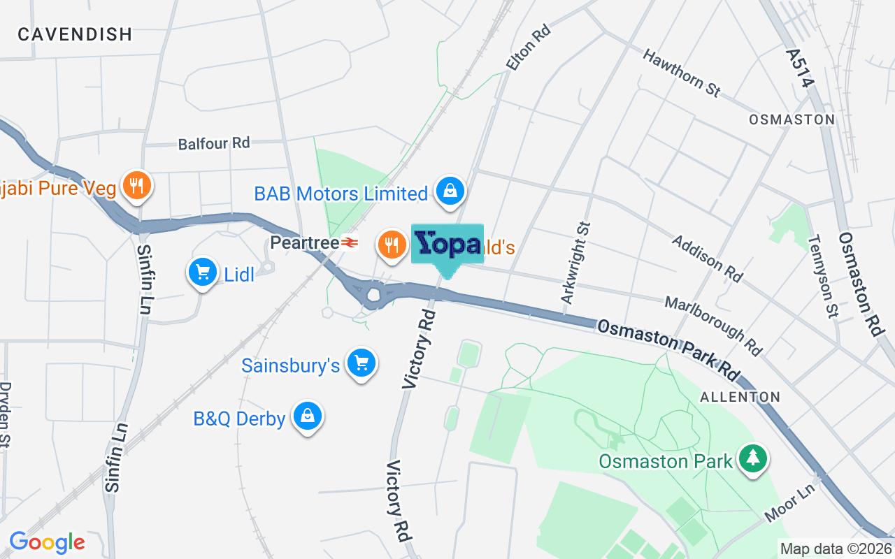 Map showing the location of DE24 8BT