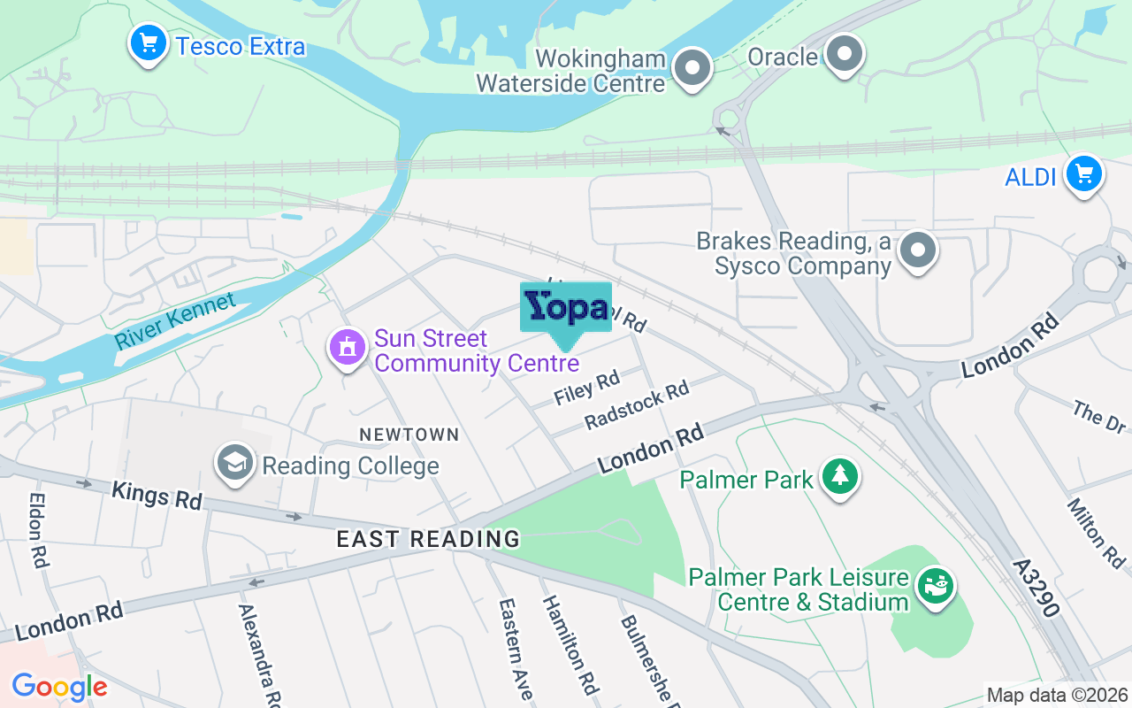 Map showing the location of RG1 3QH