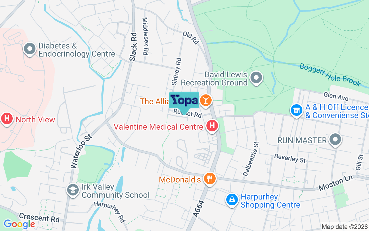 Map showing the location of M9 8BL