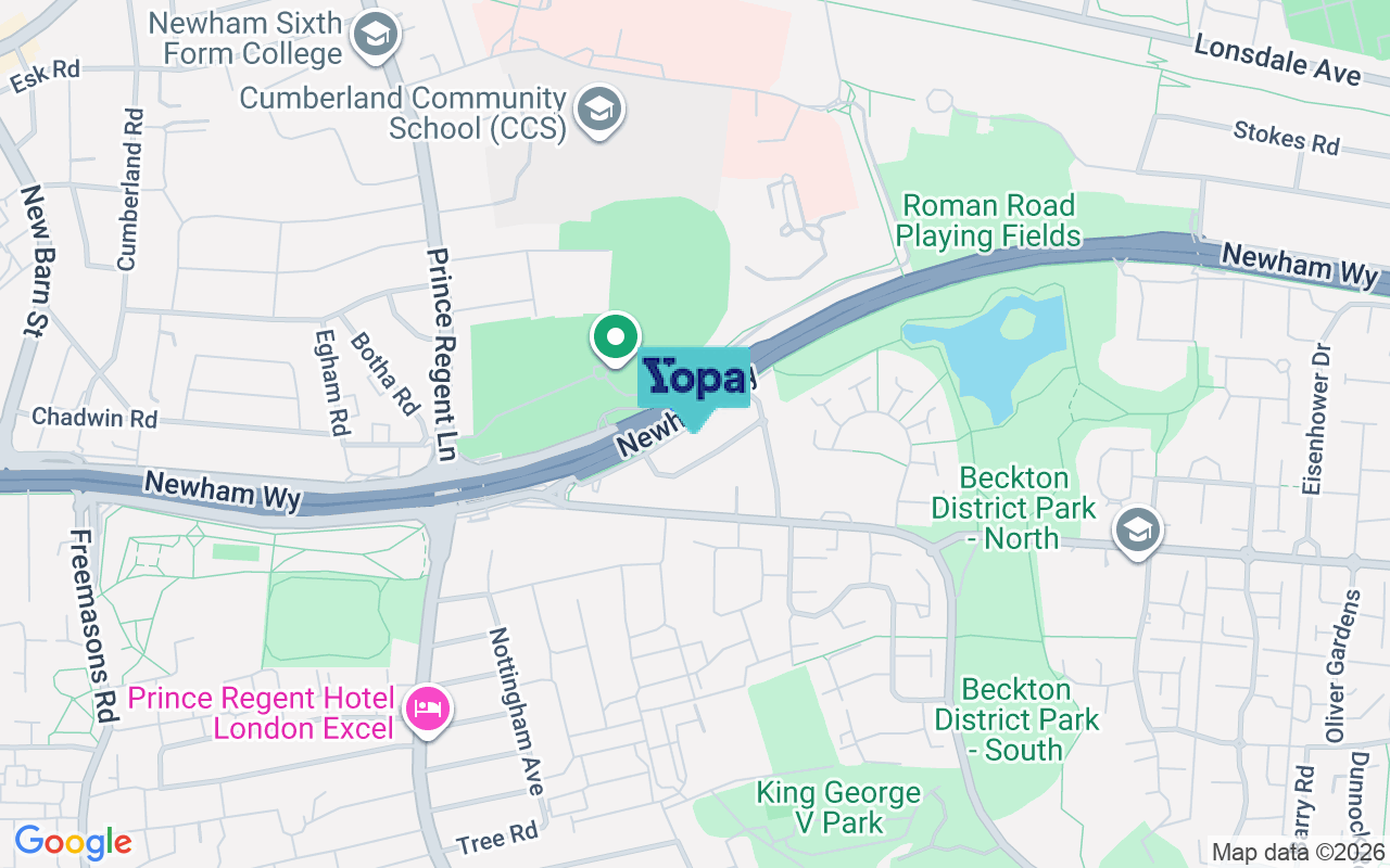 Map showing the location of E16 3LN