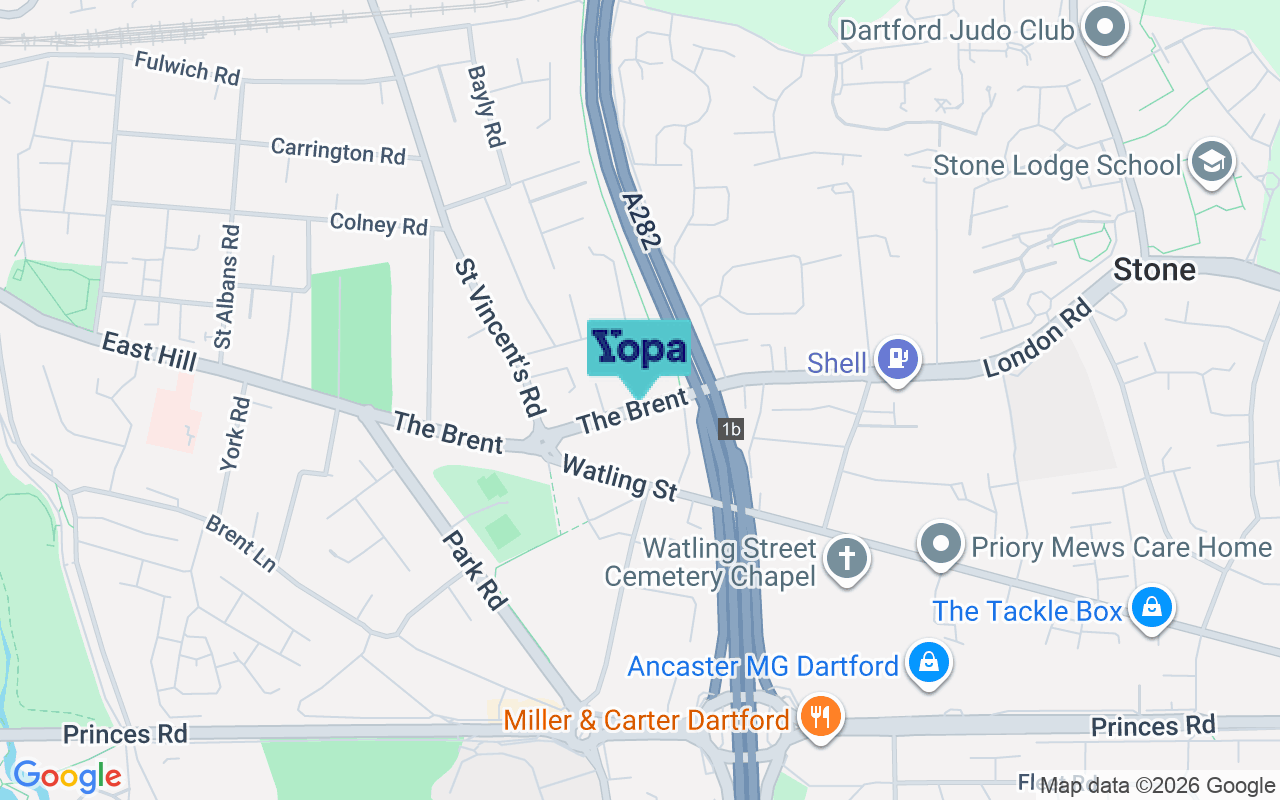Map showing the location of DA1 1YH