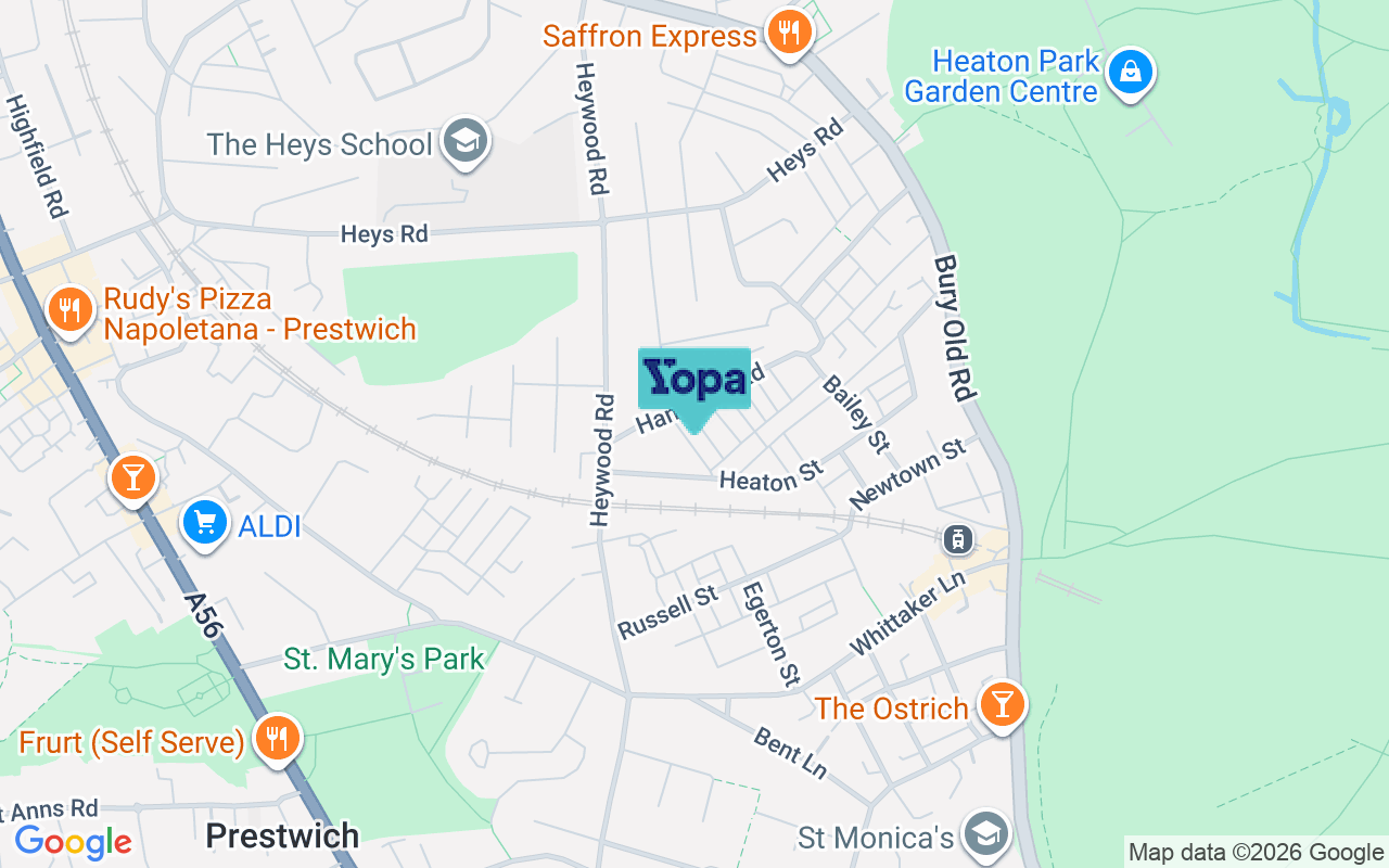 Map showing the location of M25 1HH