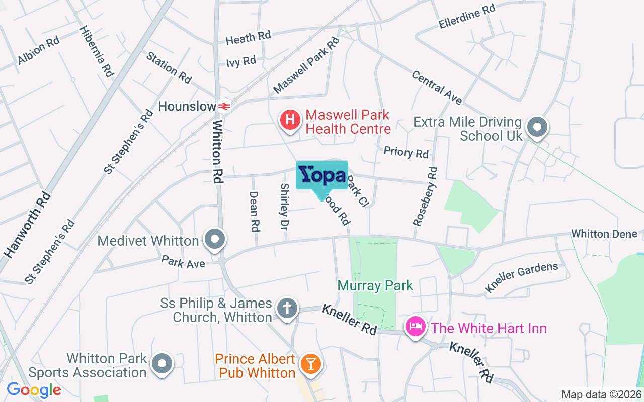 Map showing the location of TW3 2HQ