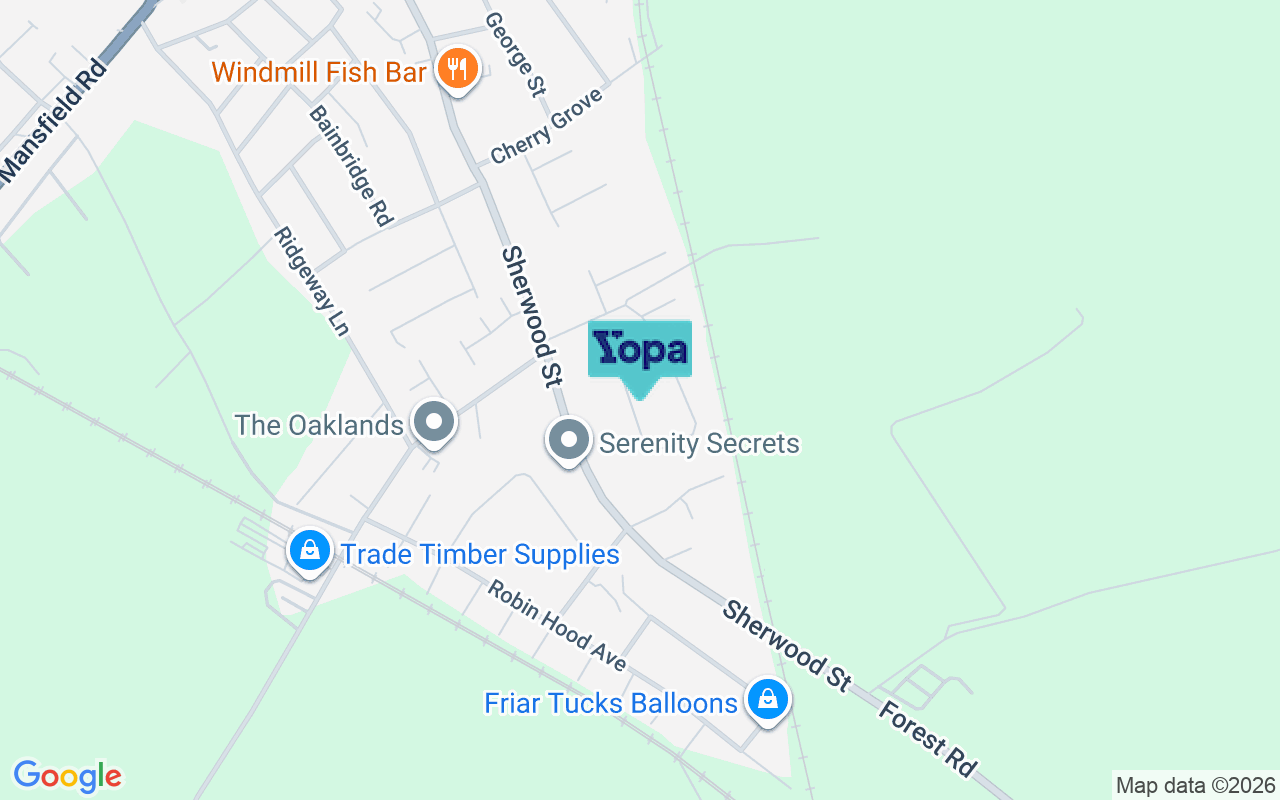 Map showing the location of NG20 0HF