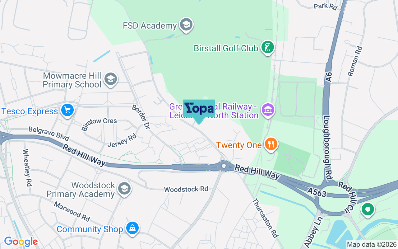 Map showing the location of LE4 2RF