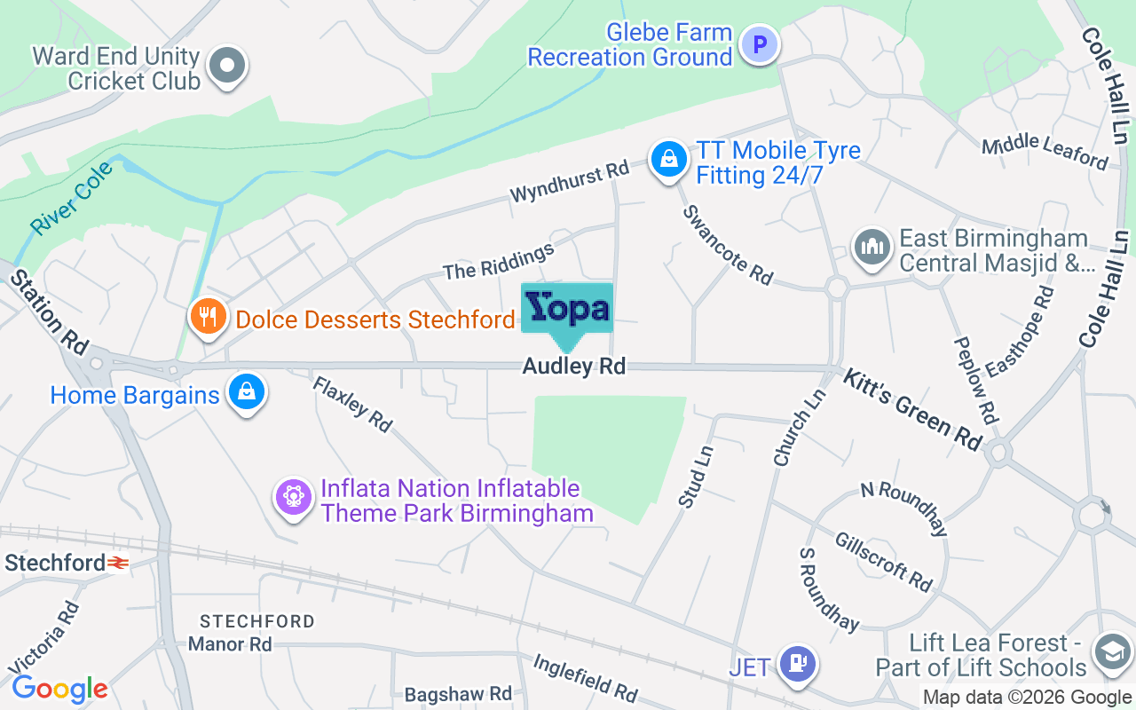 Map showing the location of B33 9BS
