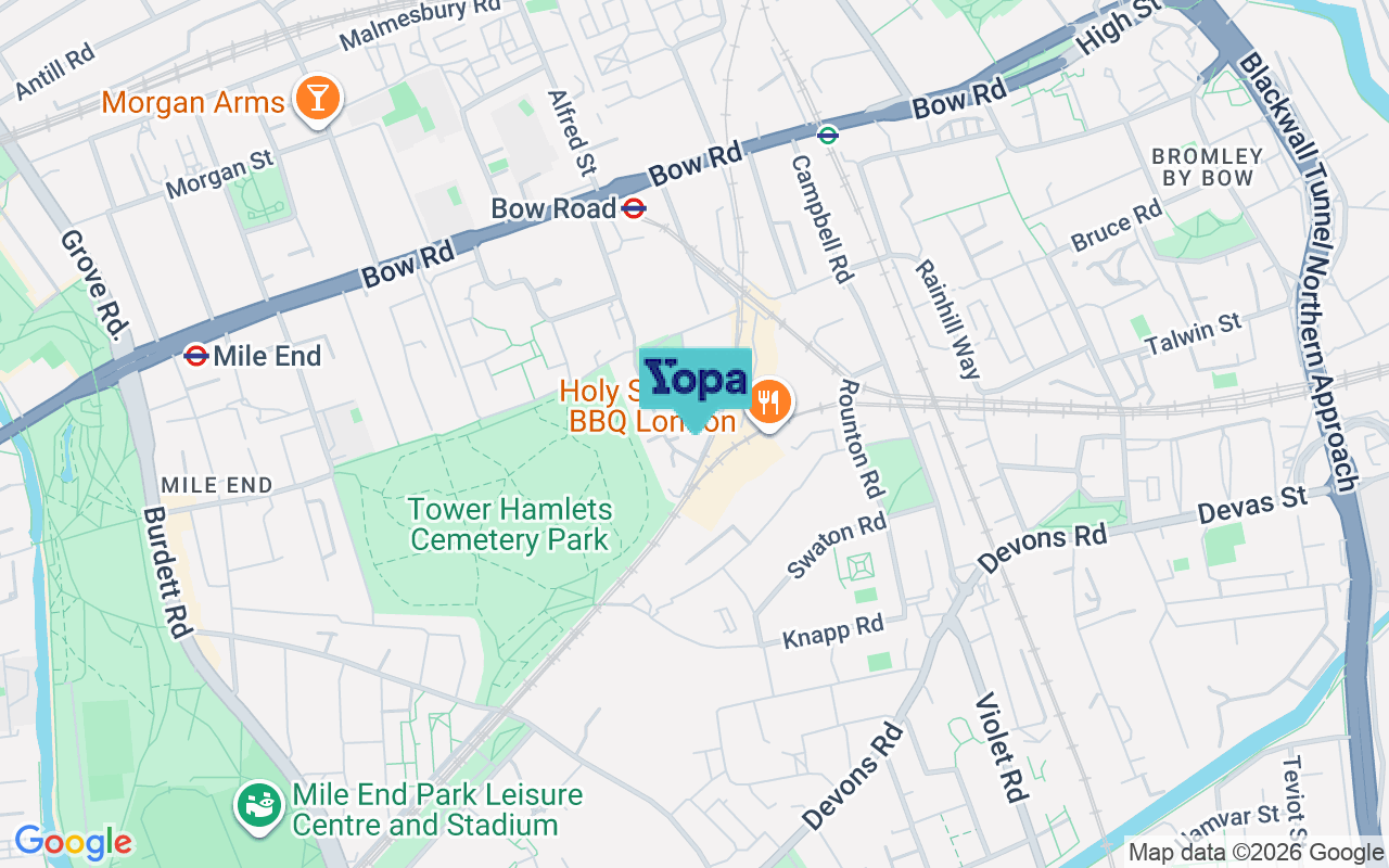 Map showing the location of E3 4XS