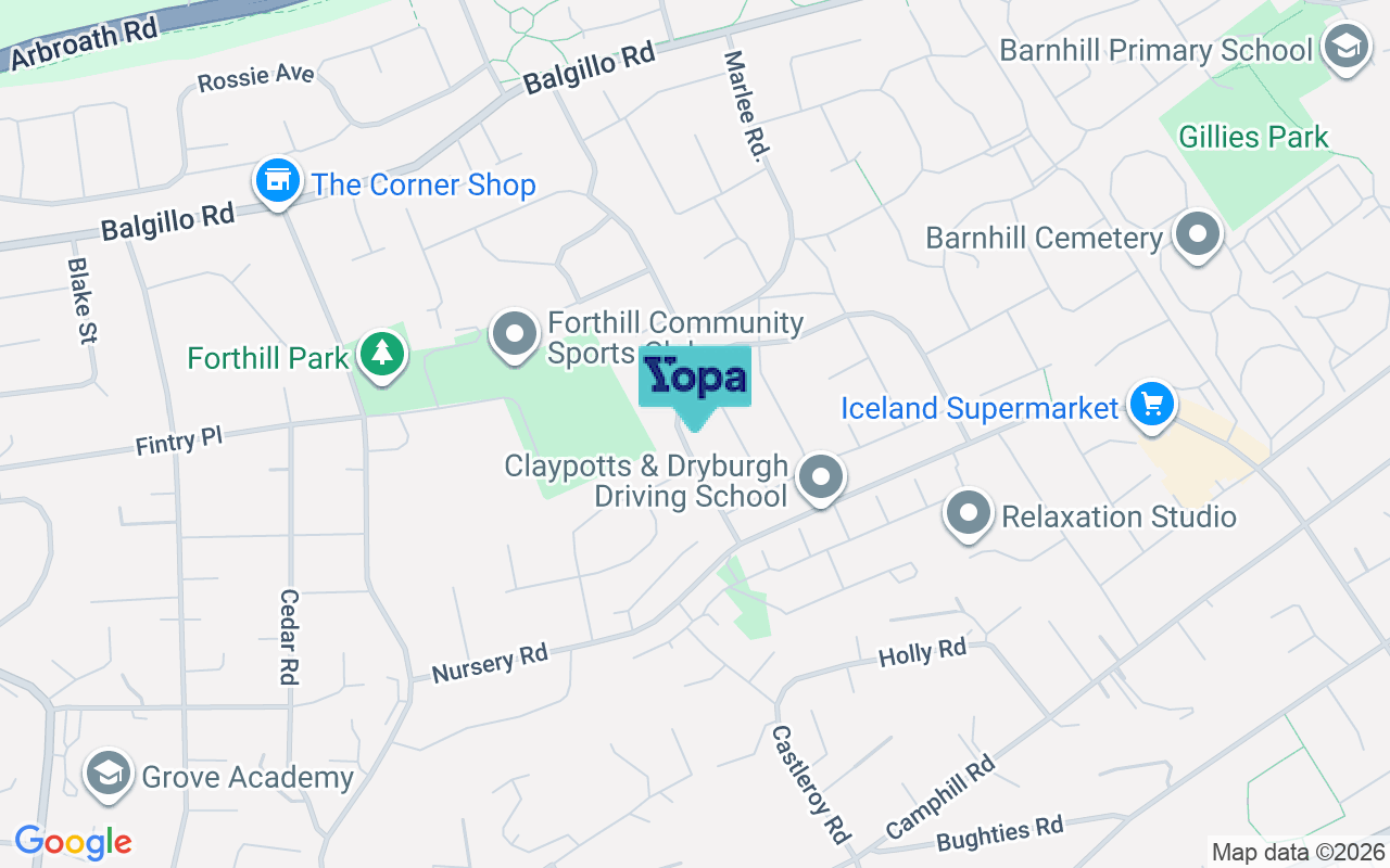 Map showing the location of DD5 3JG