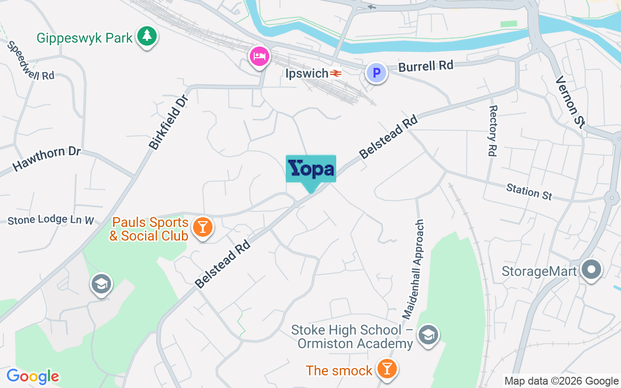 Map showing the location of IP2 9AT