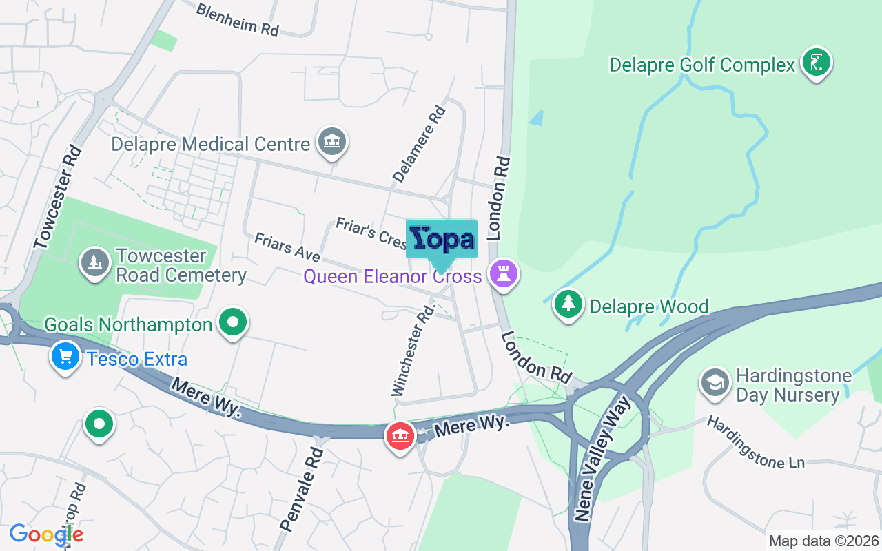 Map showing the location of NN4 8QB