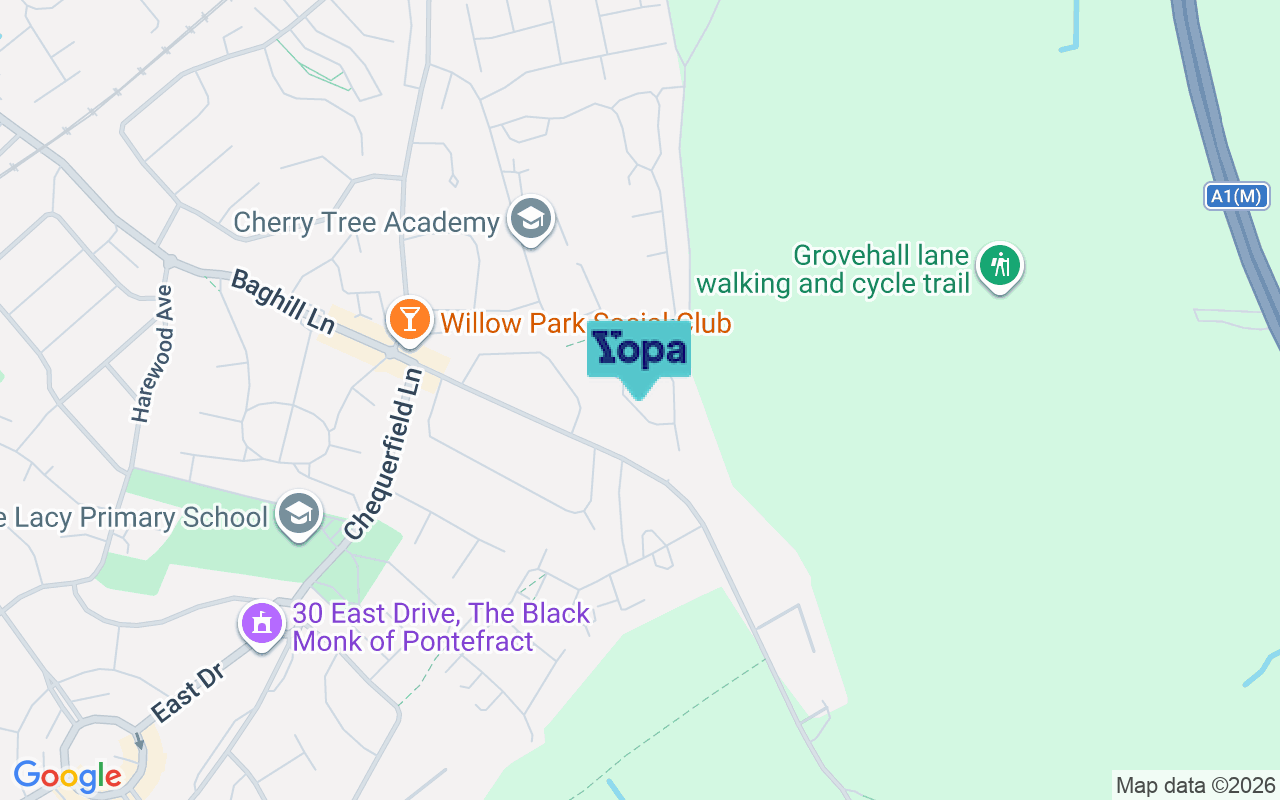 Map showing the location of WF8 2YW