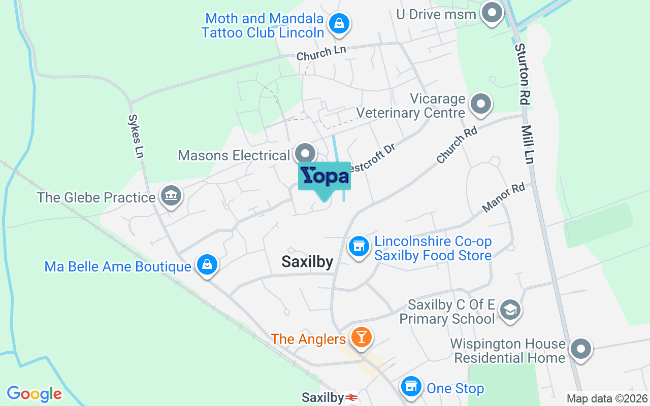 Map showing the location of LN1 2FQ