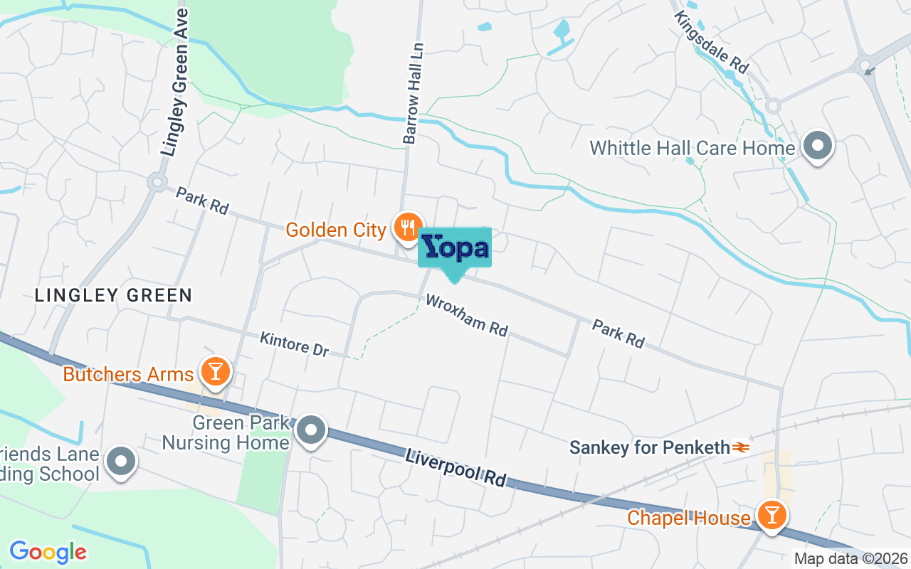 Map showing the location of WA5 3HF