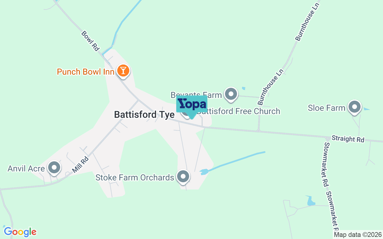Map showing the location of IP14 2NB