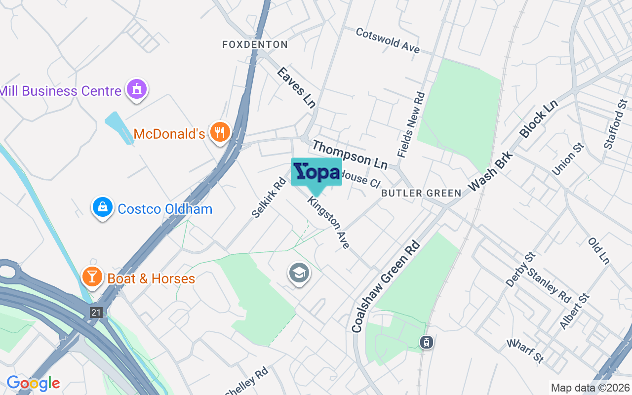 Map showing the location of OL9 8LL