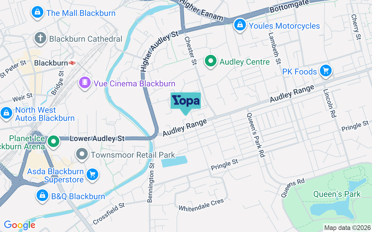 Map showing the location of BB1 1EH