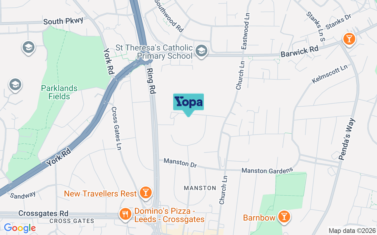 Map showing the location of LS15 8BS
