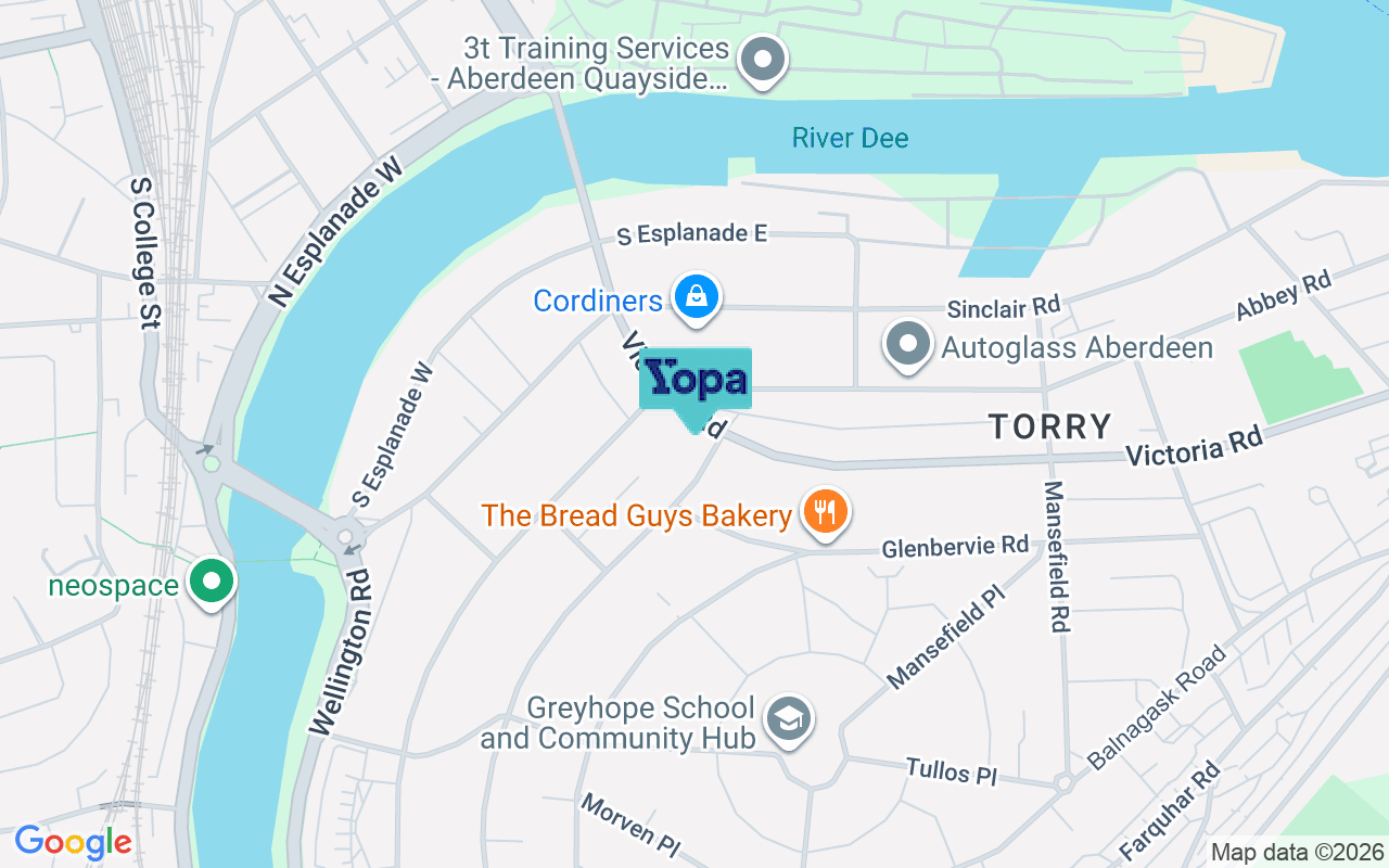 Map showing the location of AB11 9DU
