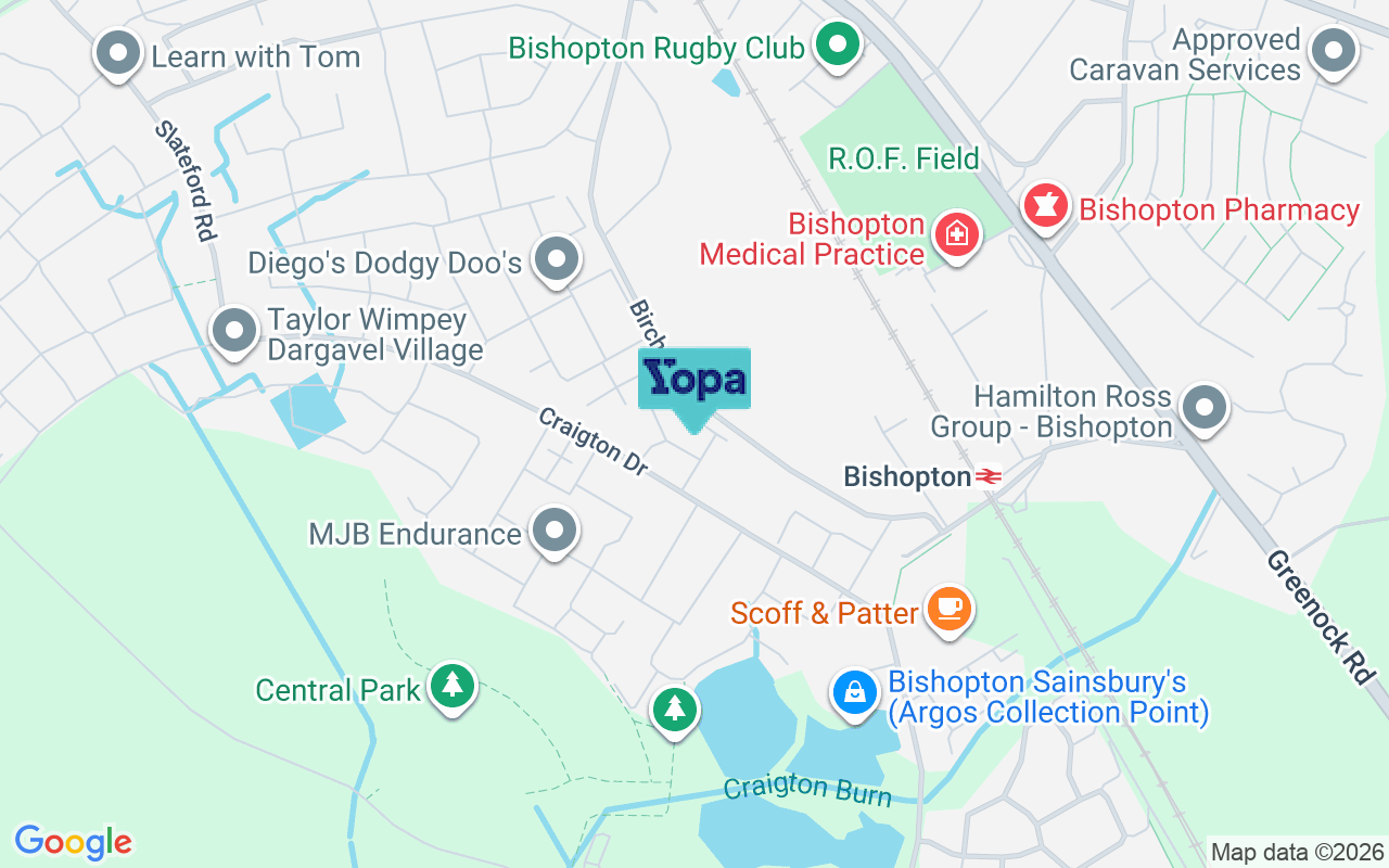 Map showing the location of PA7 5HY