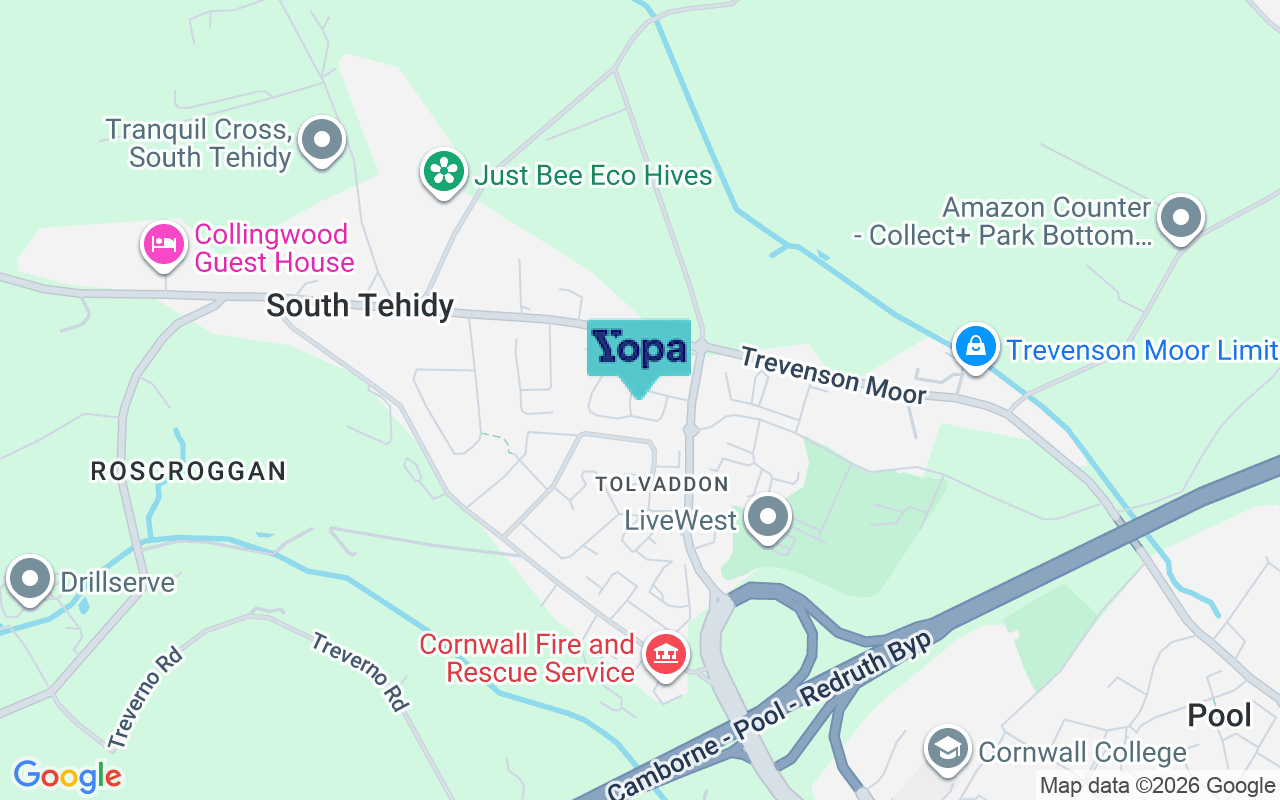 Map showing the location of TR14 0HW