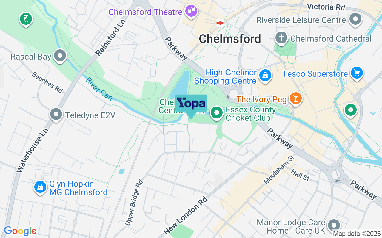 Map showing the location of CM2 0FQ