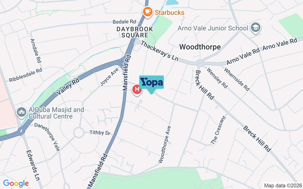 Map showing the location of NG5 4FG