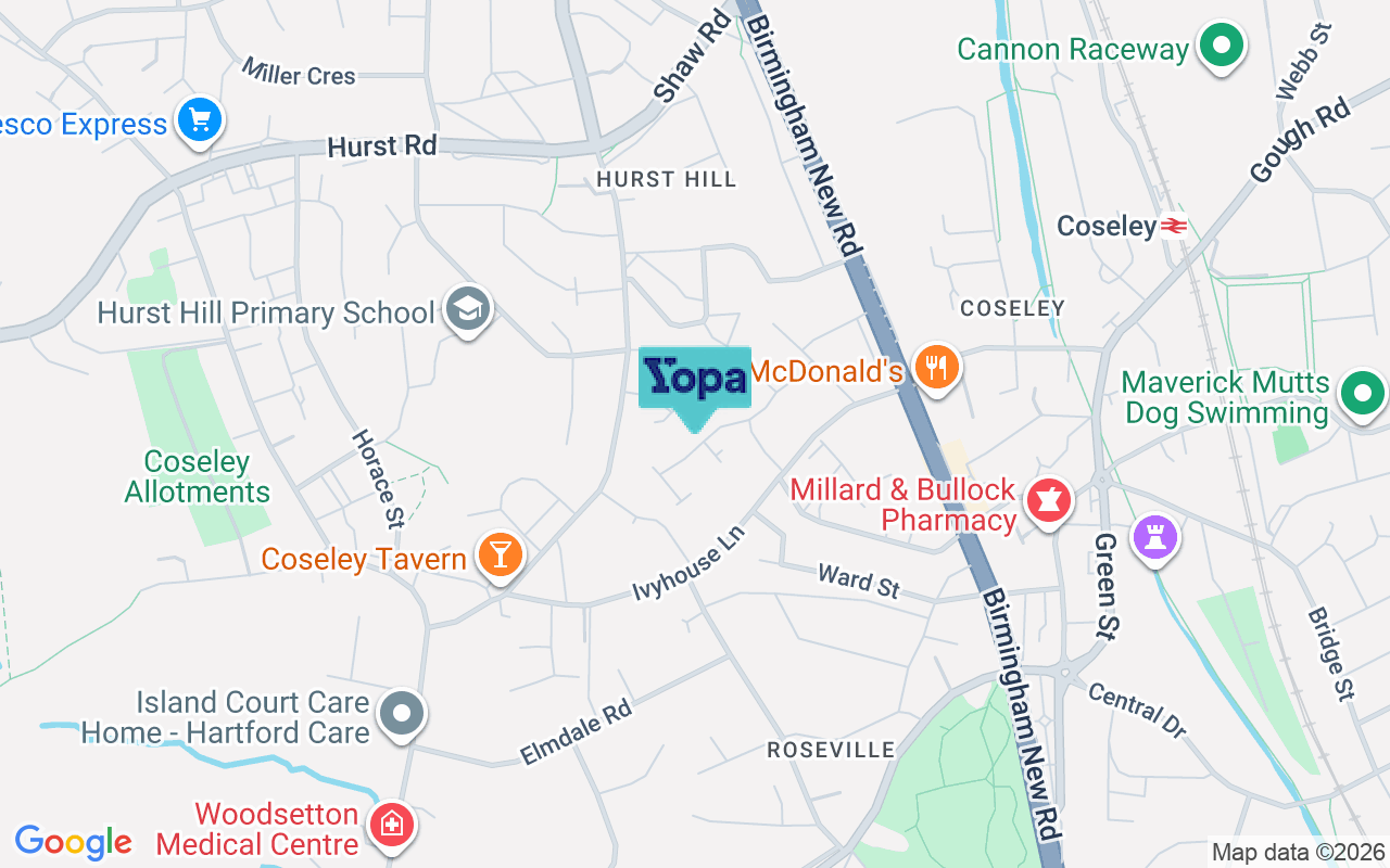 Map showing the location of WV14 9QH