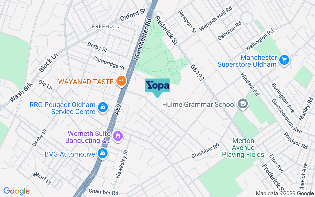 Map showing the location of OL8 4EG