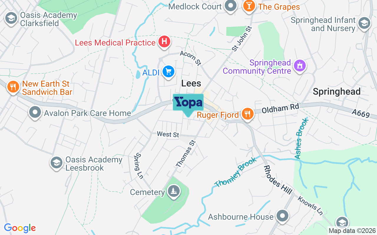 Map showing the location of OL4 5AD