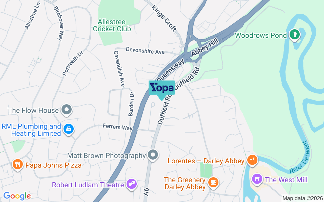 Map showing the location of DE22 1ET