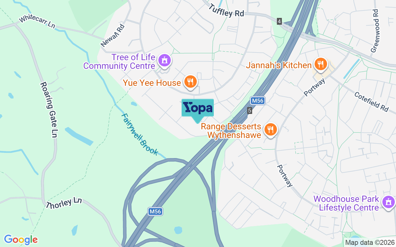 Map showing the location of M23 2UJ