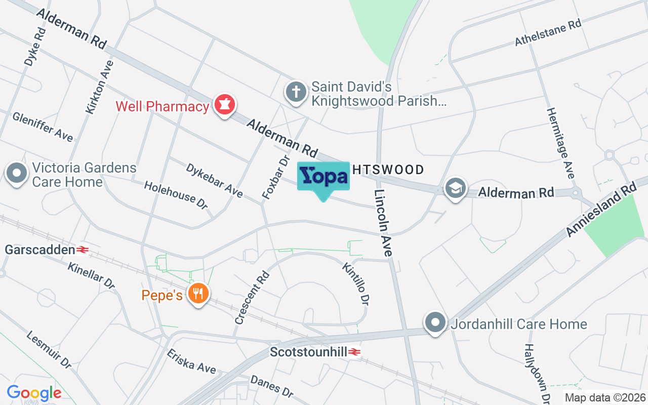 Map showing the location of G13 3BX