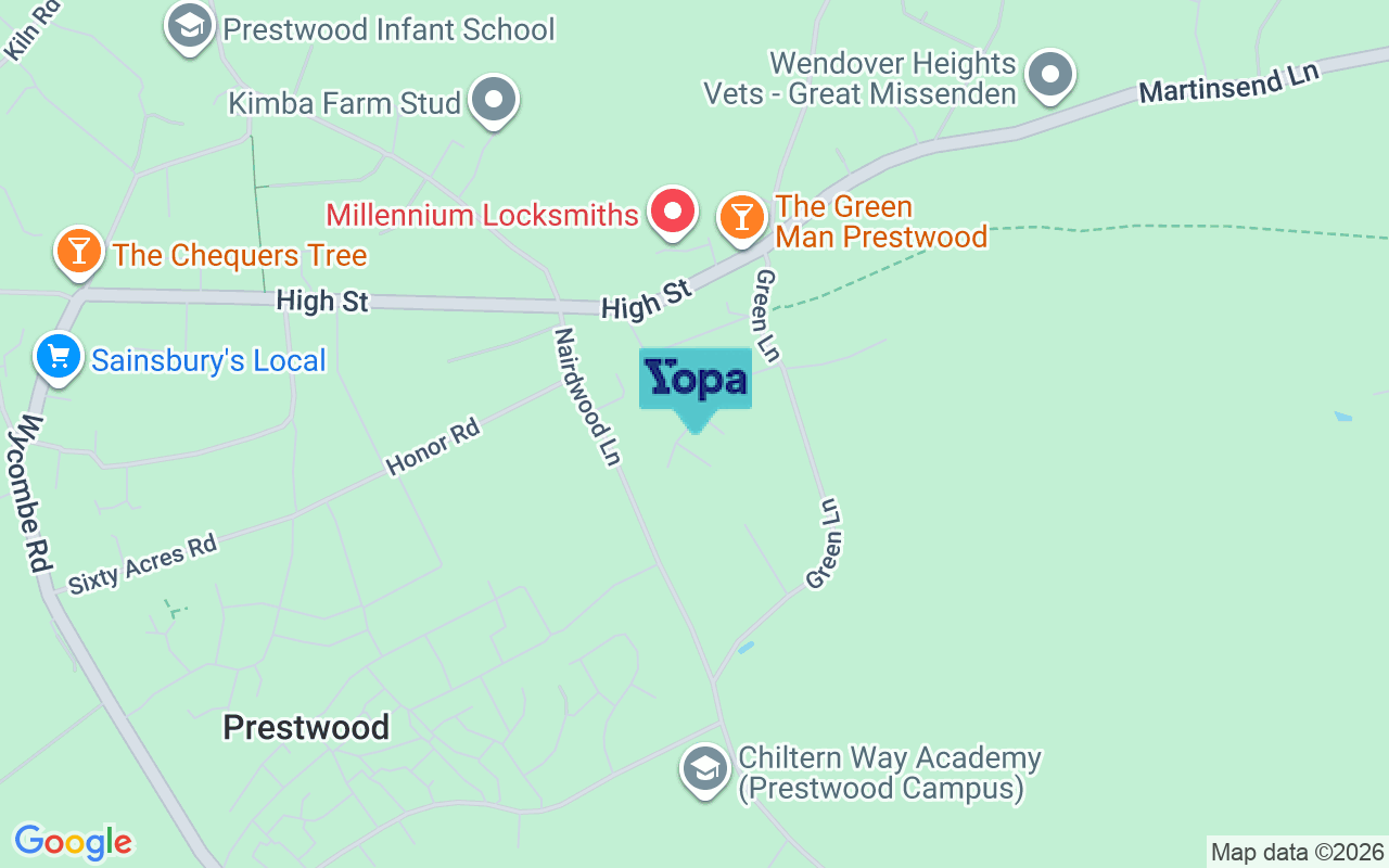 Map showing the location of HP16 0PZ