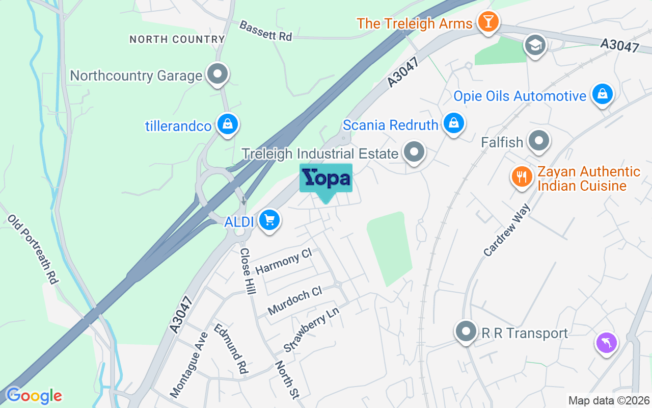 Map showing the location of TR15 1EB