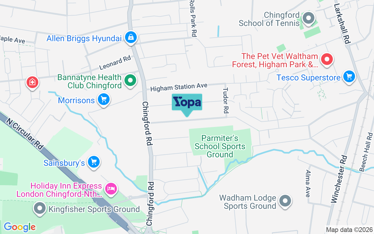 Map showing the location of E4 9AP
