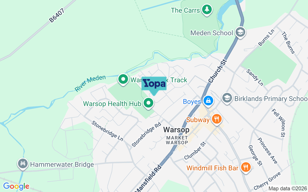 Map showing the location of NG20 0FP