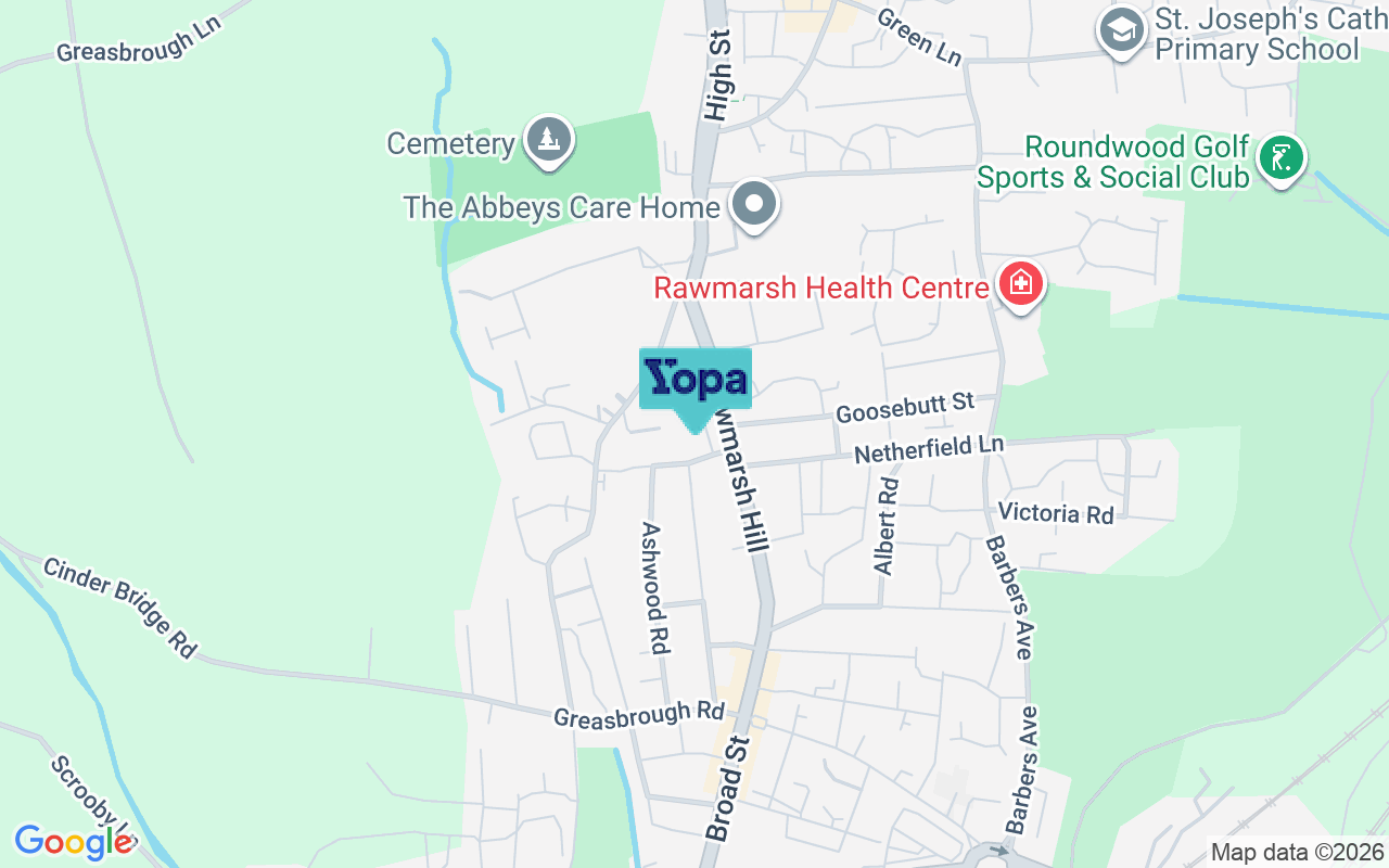 Map showing the location of S62 6FN