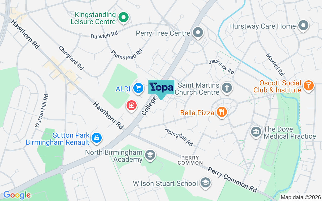 Map showing the location of B23 5HY