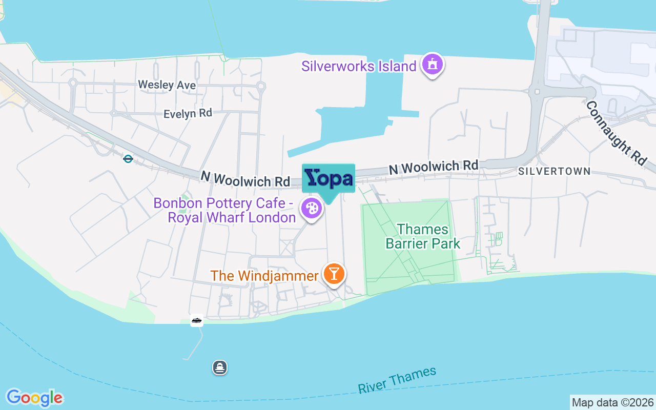 Map showing the location of E16 2NY