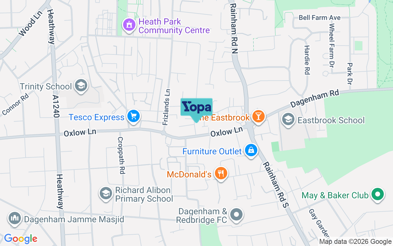 Map showing the location of RM10 7BG