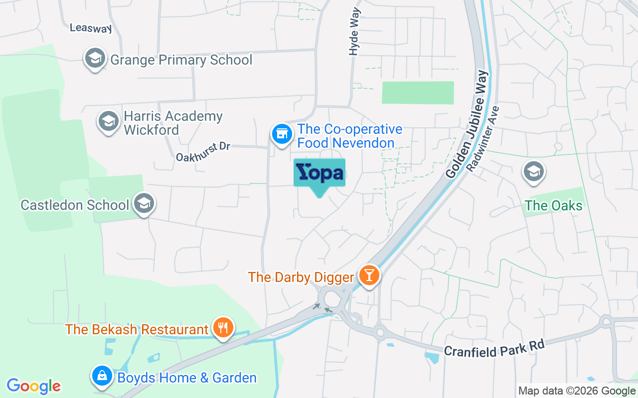 Map showing the location of SS12 9EF