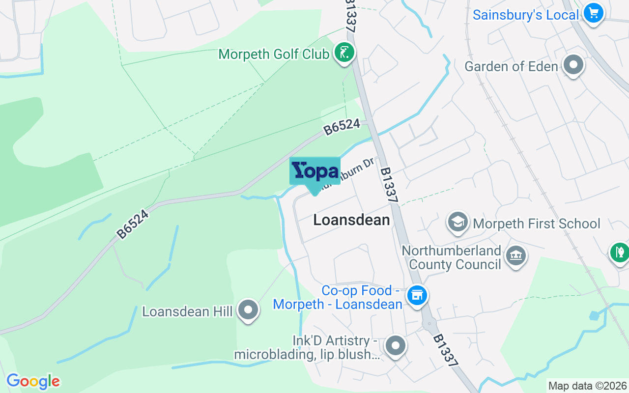 Map showing the location of NE61 2BZ