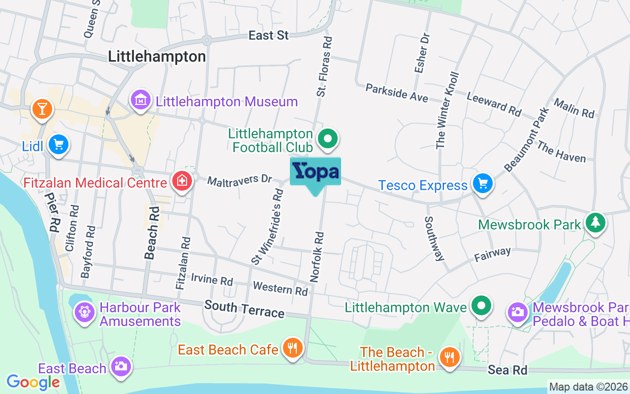 Map showing the location of BN17 5HB